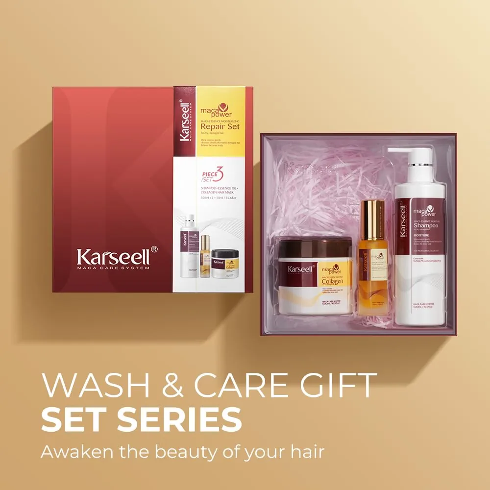 Karseell Collagen Hair Mask+Hair Shampoo+Argan Oil Set 7 karseell official storeProfessional hair care products Karseell Collagen Hair Mask+Hair Shampoo+Argan Oil Set