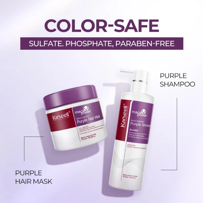 Karseell Purple Hair Mask + Purple Shampoo 8 karseell official storeProfessional hair care products Karseell Purple Hair Mask + Purple Shampoo