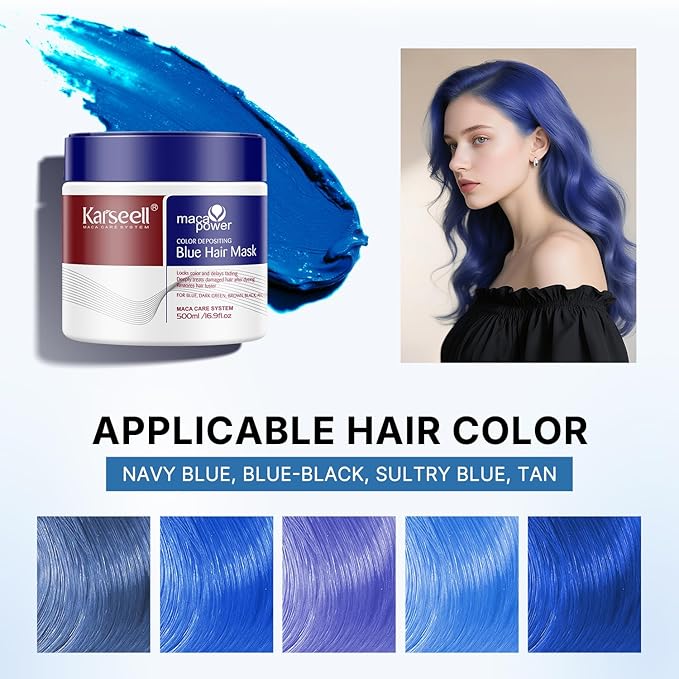 Karseell Blue Hair Color Depositing Mask 12 karseell official storeProfessional hair care products Karseell Blue Hair Color Depositing Mask